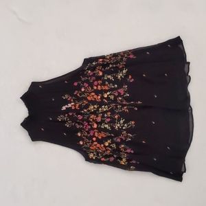 Anthropologie Floral Embroidered Halter (Black, XS)
